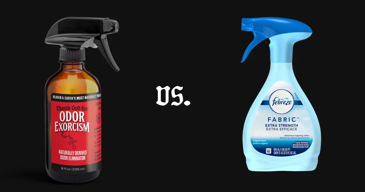 Febreze vs Odor Exorcism odor eliminator comparison image