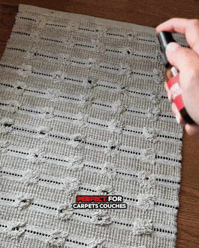 Animated GIF of a young woman spritzing various parts of her home with natural odor eliminator formula from Odor Exorcism.